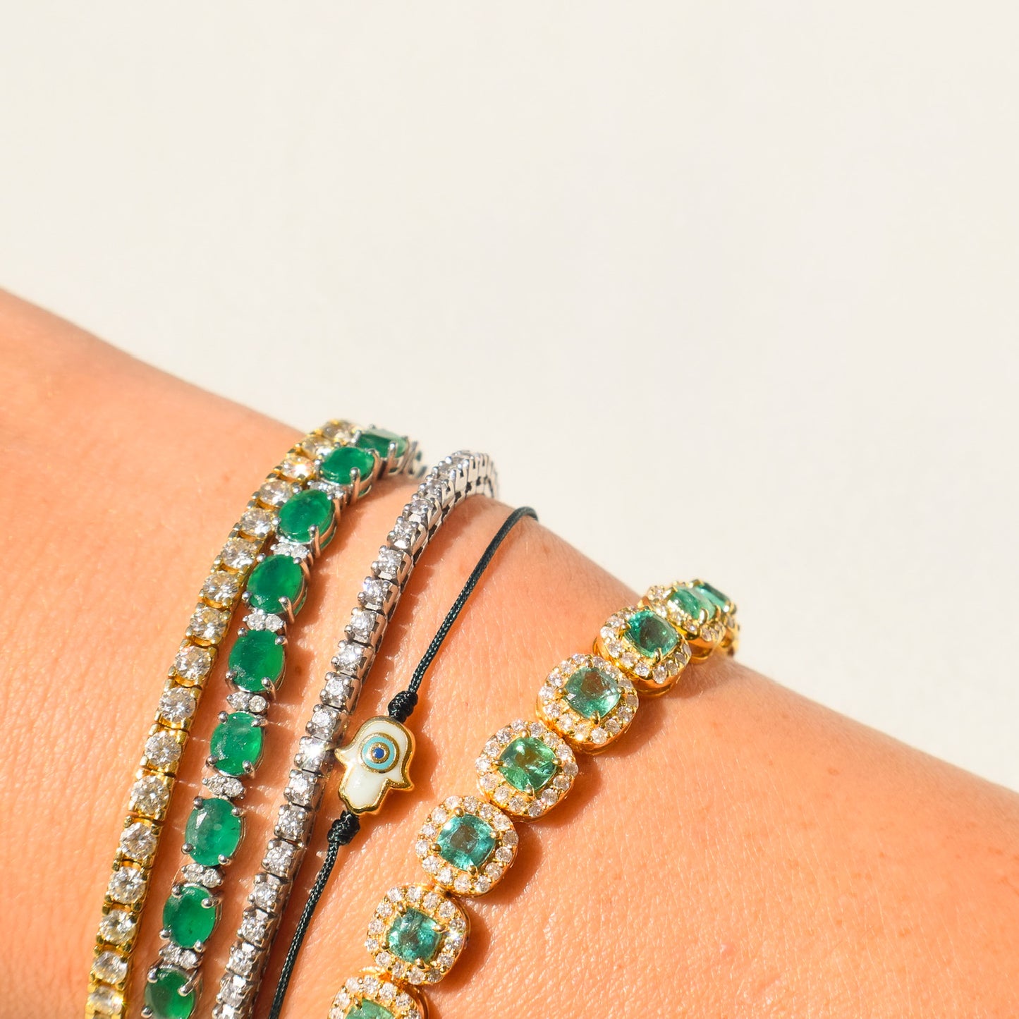 Oval Emerald and Diamond Bracelet