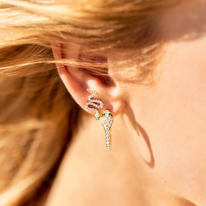 Diamond & Emerald Snake Earrings