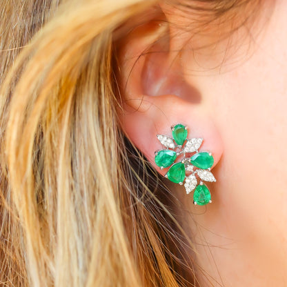 Leafs Studs Emerald Earrings