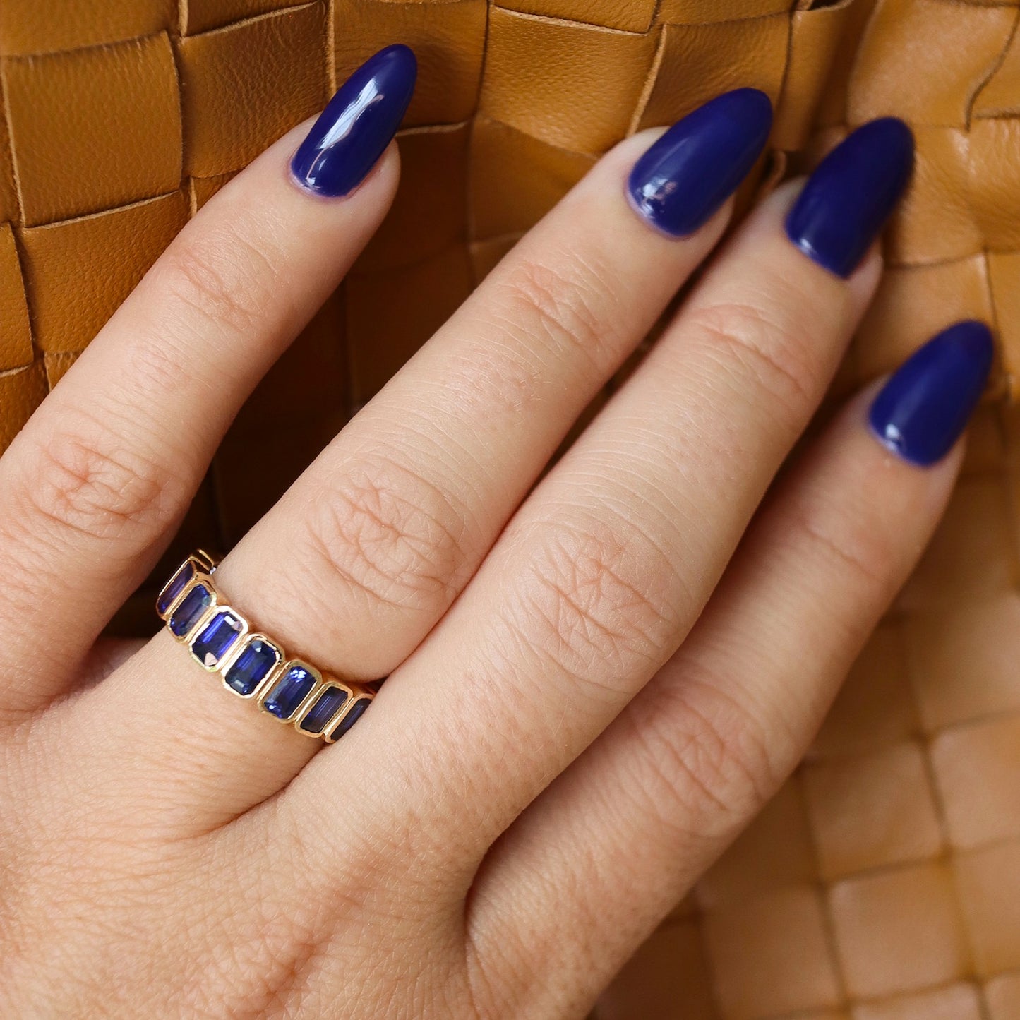 Emerald Cut Blue Sapphire Eternity Ring