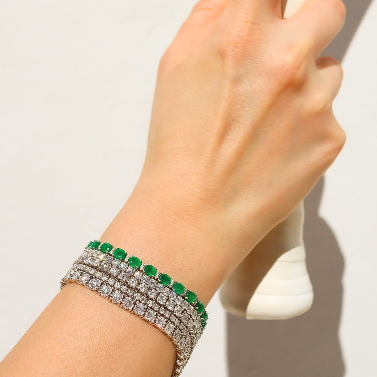 Oval Emerald and Diamond Bracelet