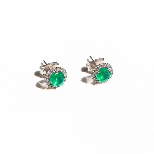 Emerald and Diamonds Studs Earrings