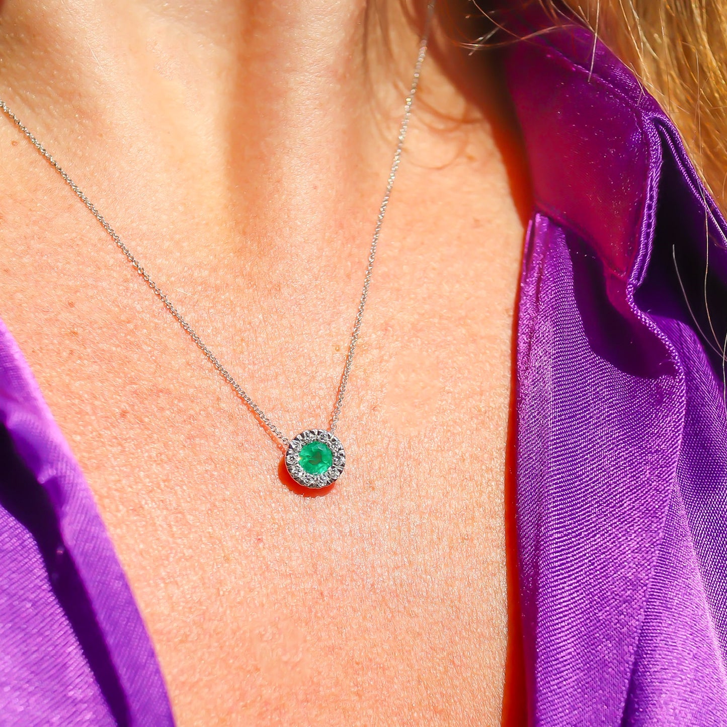 Emerald and Diamond Stud Necklace