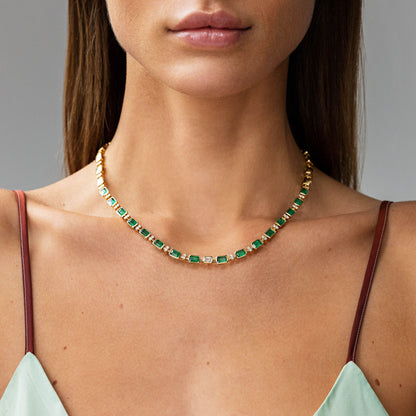 Emerald & Diamonds Lariat Necklace