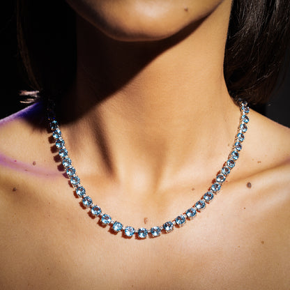 Blue Topaz and Diamonds Necklace