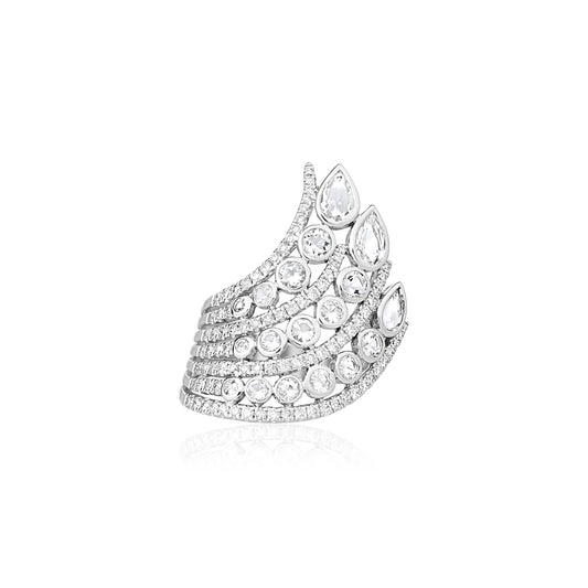 Crown Rising Diamond Pear Ring