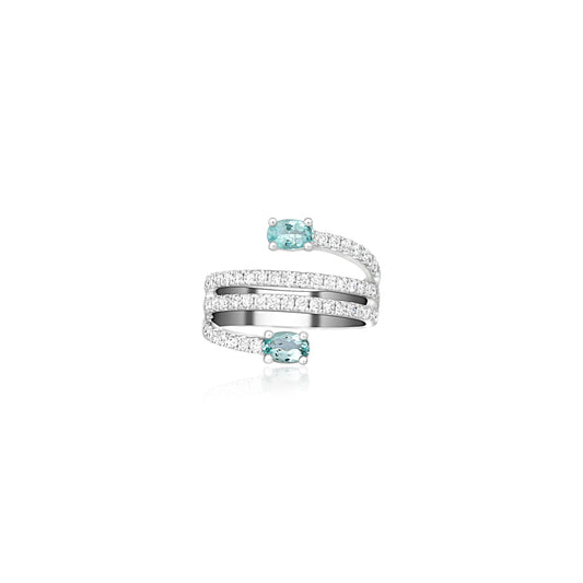 Diamonds and Tourmaline Coil Ring