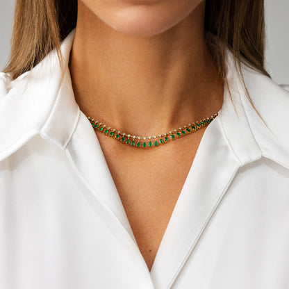 Lucila Diamond with Floating Emerald Necklace
