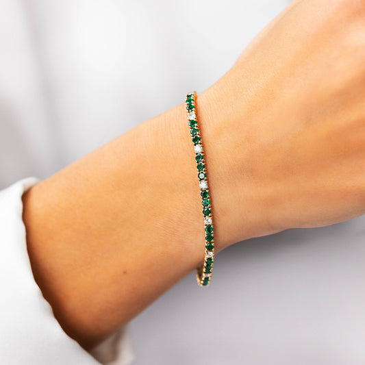 Emerald and Diamonds Tennis Bracelet