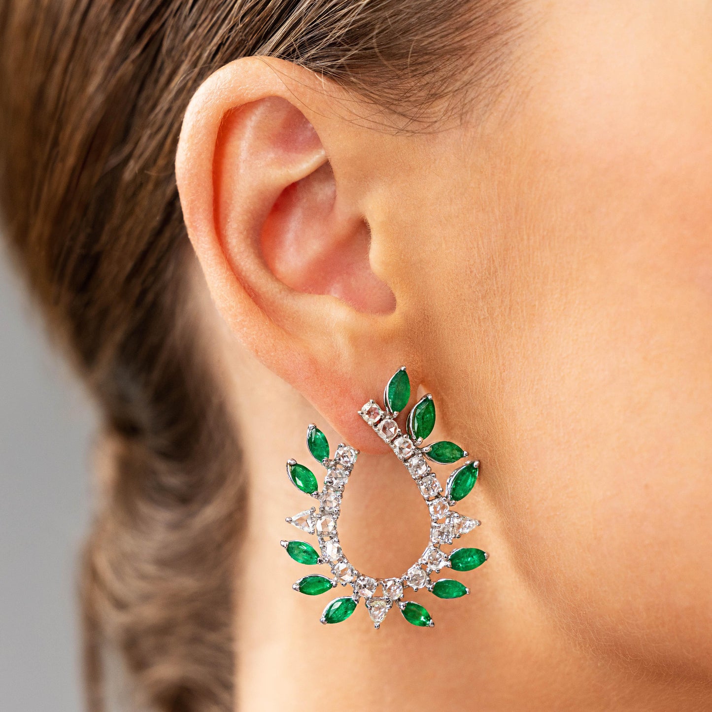 Emerald and Diamond Garland Earrings