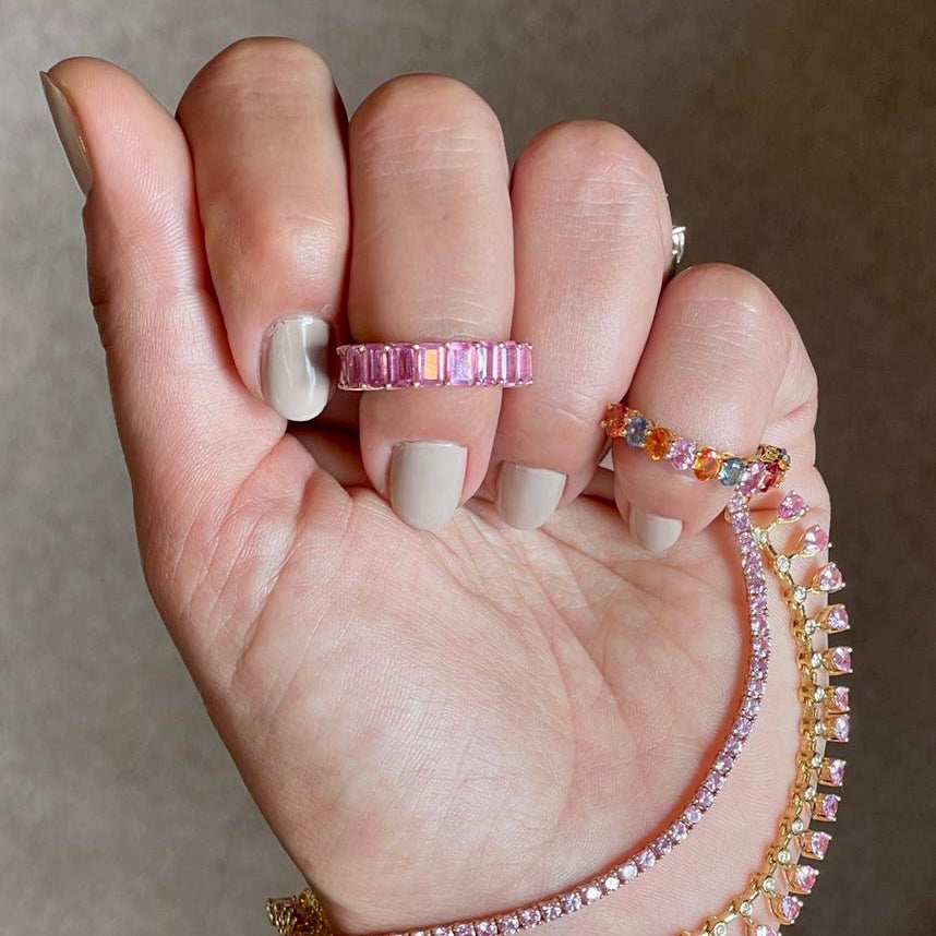 Pink Sapphire Half Ring
